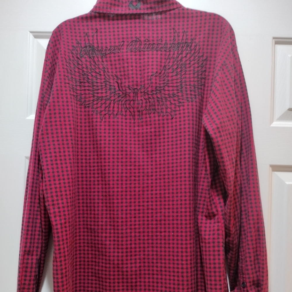Most Official Seven Shirt Red/Black Plaid   Royal Division Embroidered Men's XL